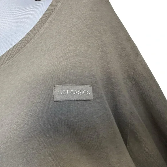 Set Active Womens Lot Of 2 Crop Long Sleeve T Shirt Sz Large Brown Tan Relaxed - Picture 5 of 16